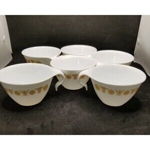 Corelle butterfly gold hook handle cups set of 6 vintage